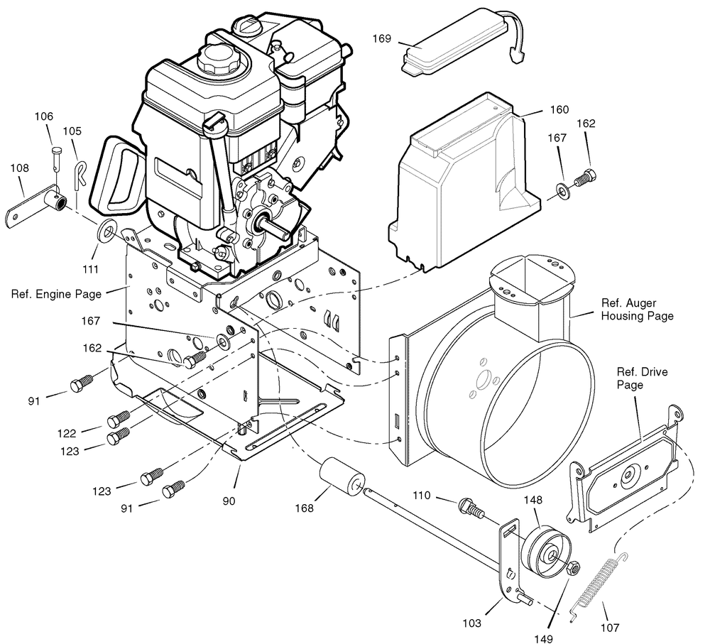 Frame Diagram and Parts List for 626750X16B 2004 Briggs and Stratton Snow Blower